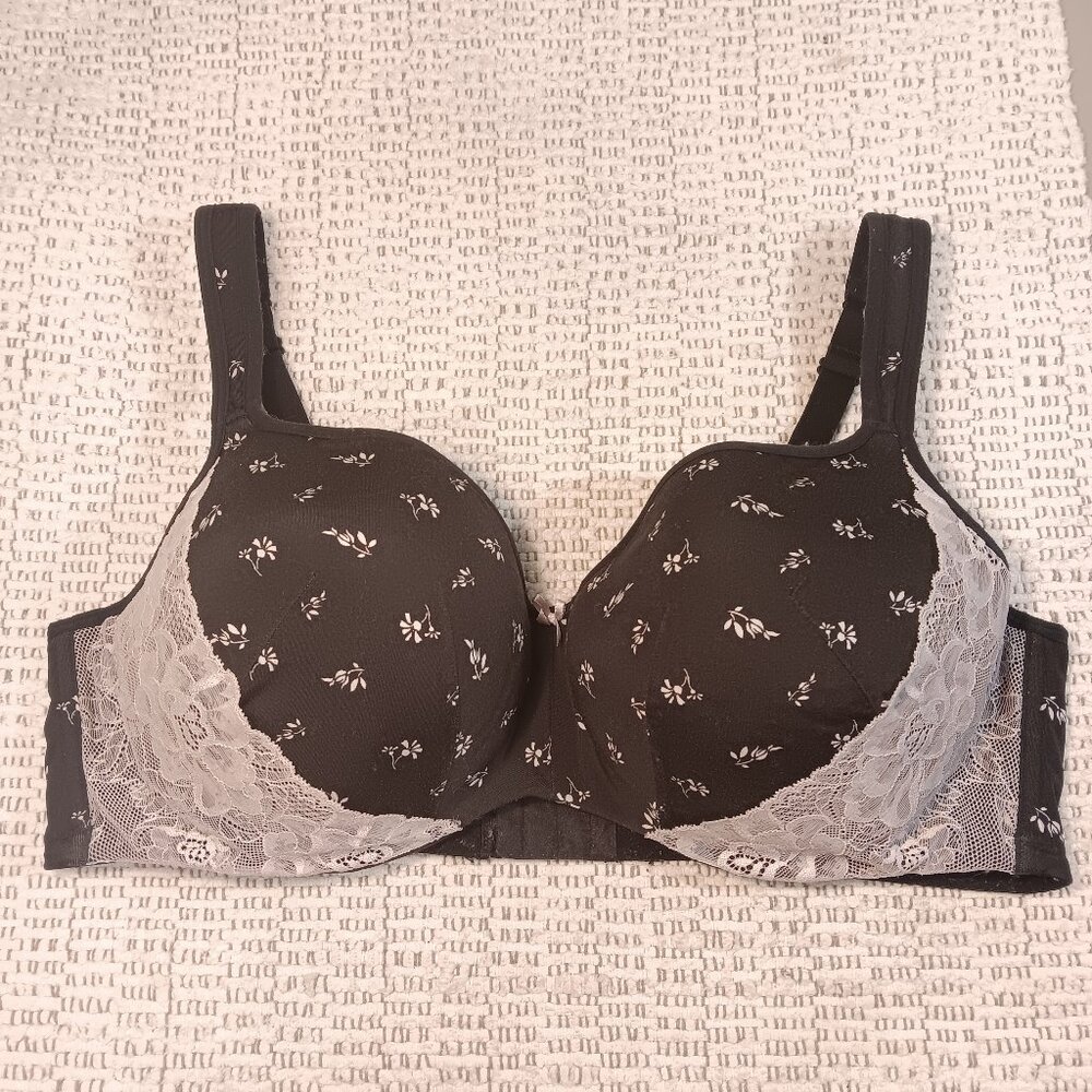 Cacique plus size 'Lightly Lined Balconette' lace accents underwire bra sz 44 DD